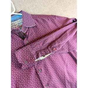 Robert Graham Mens XL Purple Polka Dot Button Down Shirt Long Sleeve Designer